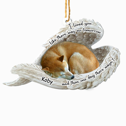 Personalized Shiba Inu Sleeping Angel Memorial Aluminum Ornament