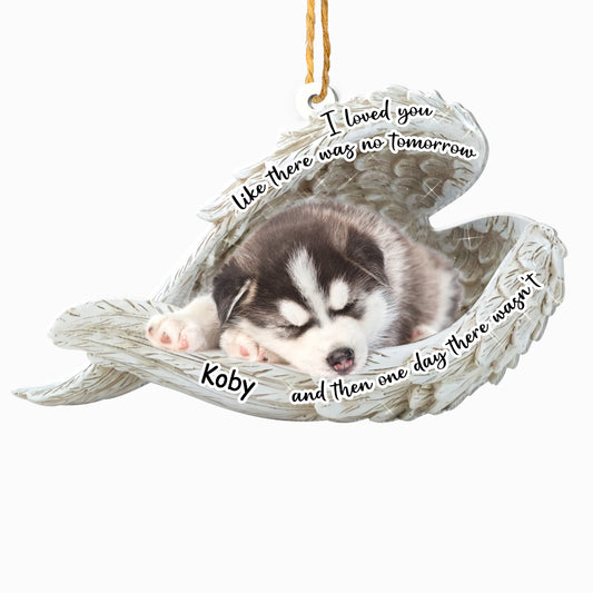 Personalized Siberian Husky Sleeping Angel Memorial Aluminum Ornament