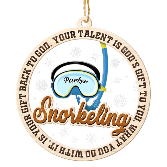 Personalized Snorkeling 2-Layer Wood & Acrylic Christmas Ornament