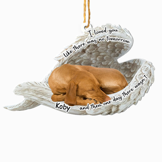 Personalized Vizsla Sleeping Angel Memorial Aluminum Ornament