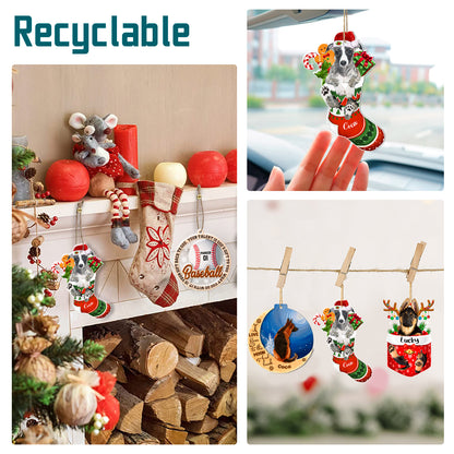 Personalized Whippet In Christmas Stocking Aluminum Ornament