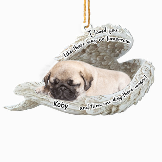Personalized Pug Sleeping Angel Memorial Aluminum Ornament