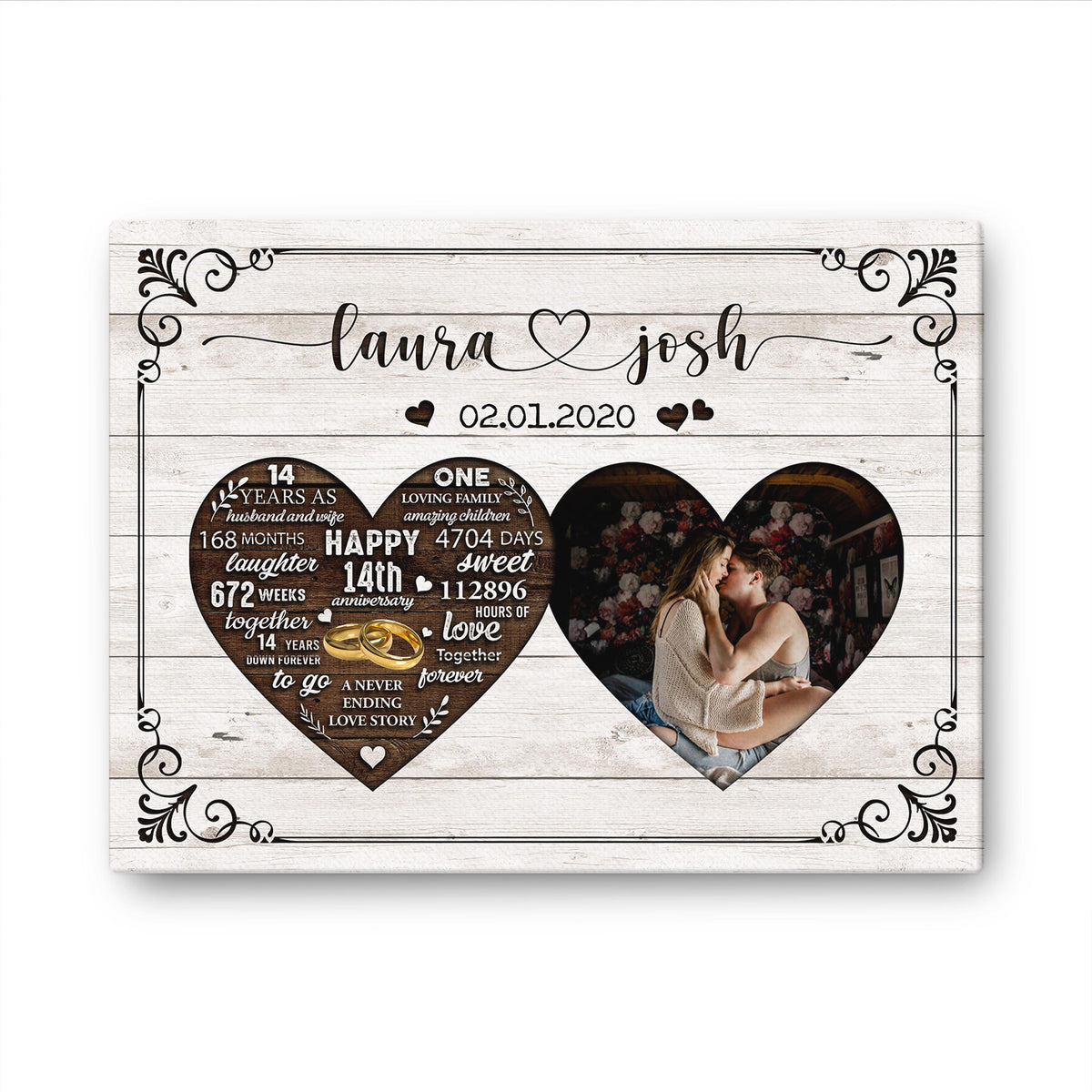 Happy 14th Anniversary As Husband And Wife Anniversary Canvas
