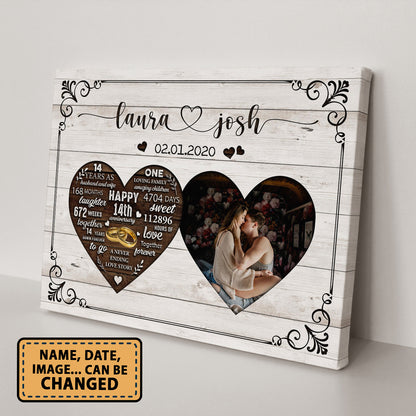 Happy 14th Anniversary As Husband And Wife Anniversary Canvas