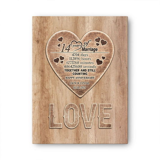 14 Years Wedding Anniversary Love Anniversary Personalized Canvas