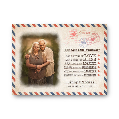 Our 14th Anniversary Letter Valentine Gift Personalized Canvas