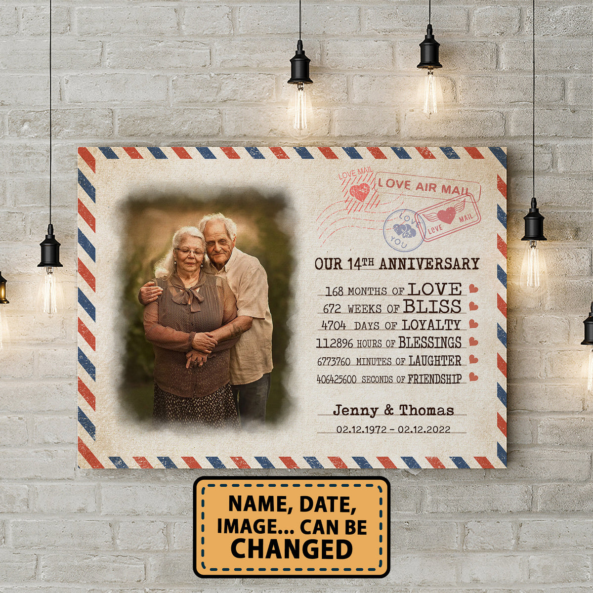 Our 14th Anniversary Letter Valentine Gift Personalized Canvas