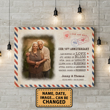 Our 14th Anniversary Letter Valentine Gift Personalized Canvas