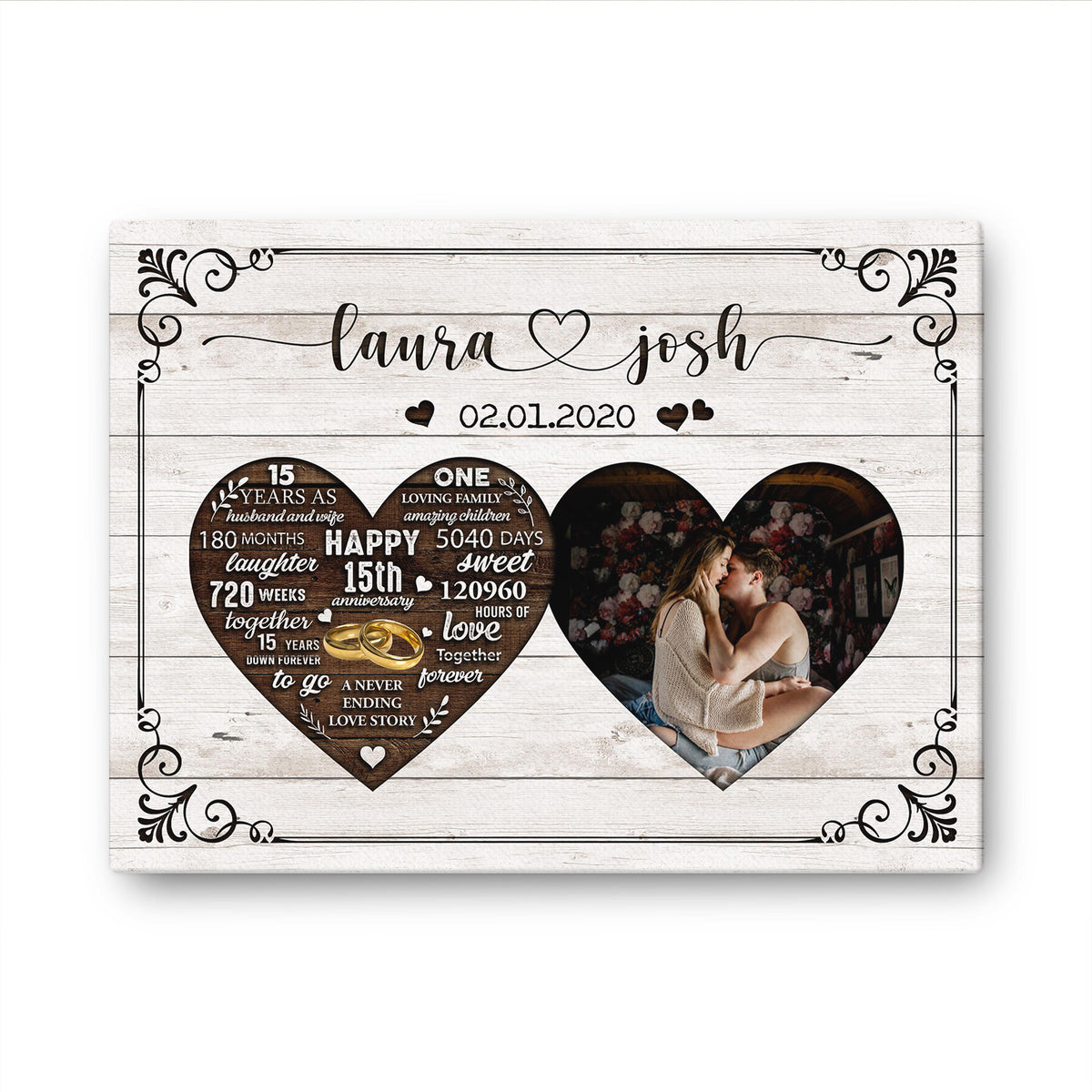 Happy 15th Anniversary As Husband And Wife Anniversary Canvas