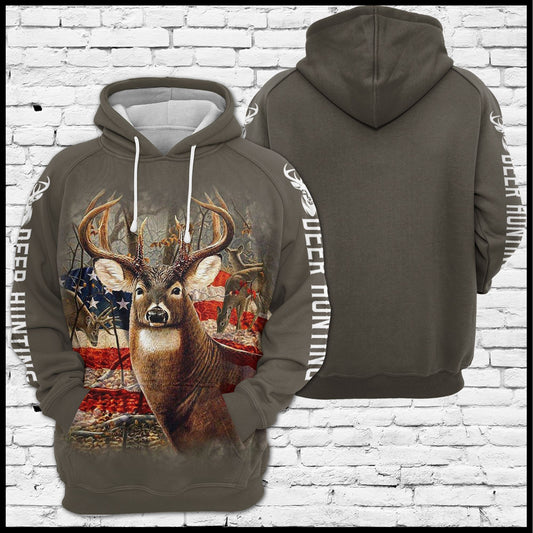 US Flag Deer Hunting G527 unisex womens & mens, couples matching, friends, funny family sublimation 3D hoodie christmas holiday gifts (plus size available)