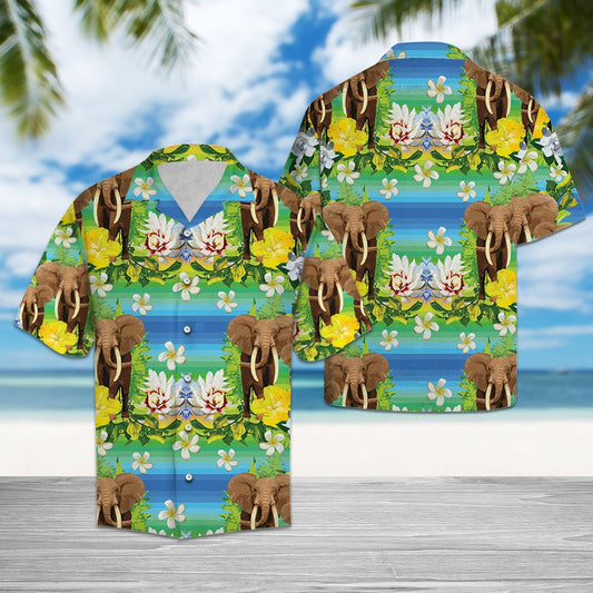Elephant Tropical Flowers G5703 - Hawaii Shirt