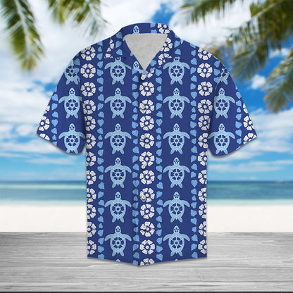 Turtle Blue Floral T0807 - Hawaii Shirt