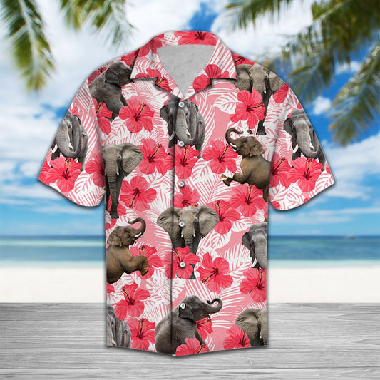 Tropical Flowers Hibiscus Elephant H97035 - Hawaii Shirt