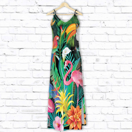 Hawaiian Flamingo Tropical D1507 - Hawaii Dress