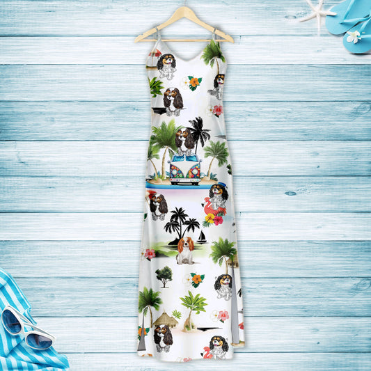 Hawaiian Cavalier King Charles Spaniel On Vacation G5716 - Hawaii Dress