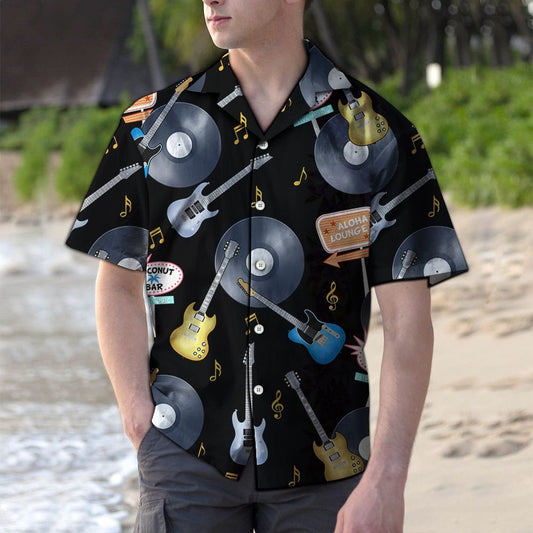 Vinyl Rock and Roll Black H28820 - Hawaiian Shirt