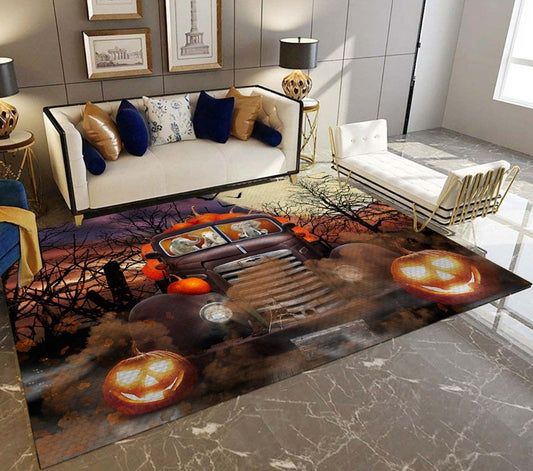 Elephant and Pumpkin Car D0709 Rectangle Rug