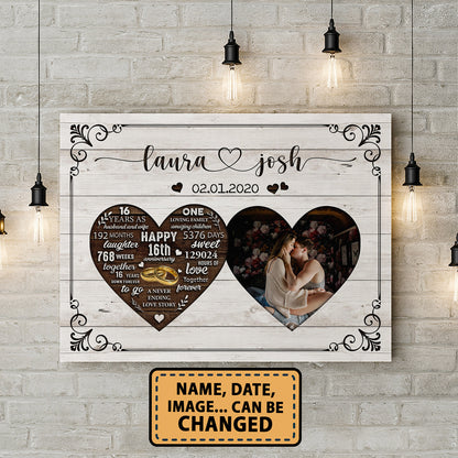 Happy 16th Anniversary As Husband And Wife Anniversary Canvas