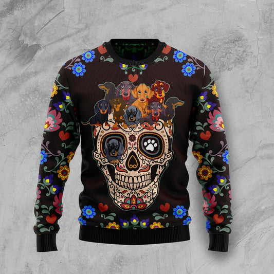 Dachshund Skull T110 Halloween Sweater