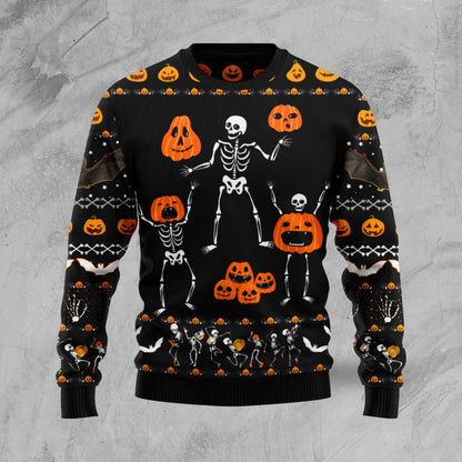 Skeleton Pumpkin TY110 Halloween Sweater