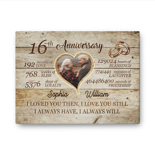 16th Anniversary Always Love Custom Image Anniversary Canvas