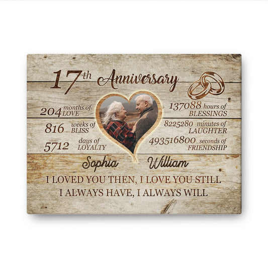 17th Anniversary Always Love Custom Image Anniversary Canvas