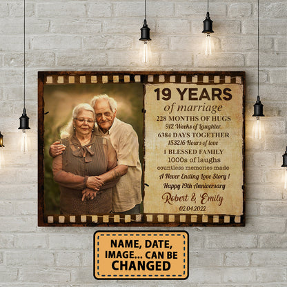 Happy 19th Anniversary 19 Years Of Marriage Film Anniversary Canvas