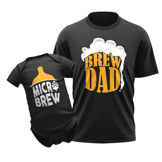 Happy First Fathers Day Beer Brew Dad Newborn Funny Matching Outfit