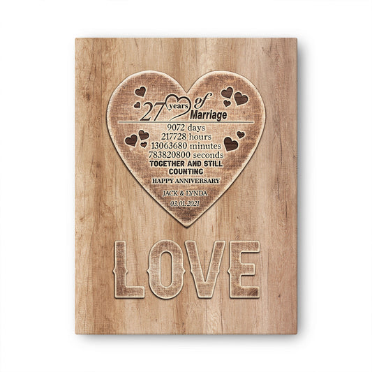27 Years Wedding Anniversary Love Anniversary Personalized Canvas