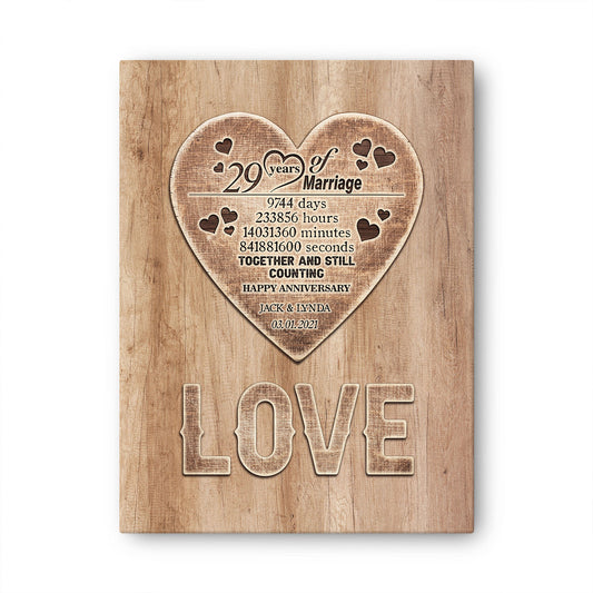 29 Years Wedding Anniversary Love Anniversary Personalized Canvas