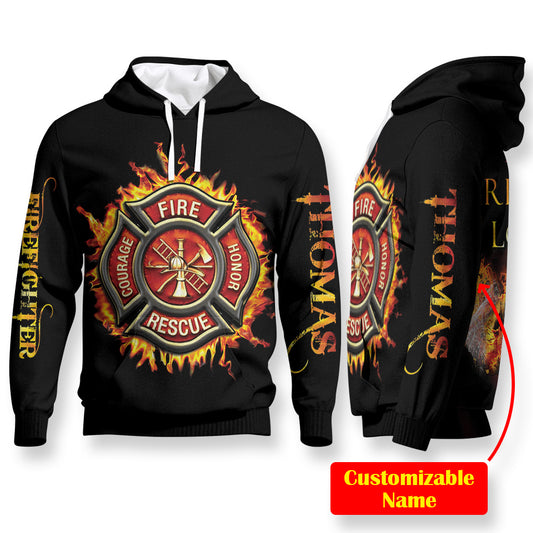 Awesome Firefighter Custom Name TG51127 unisex womens & mens, couples matching, friends, firefighter lover, funny family sublimation 3D hoodie christmas holiday gifts (plus size available)