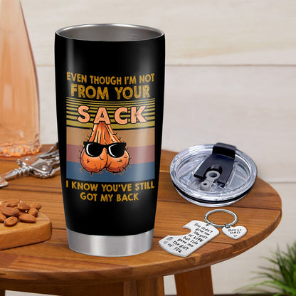 Life Gave Me The Gift Of You Bonus Dad Funny Tumbler & Keychain Set