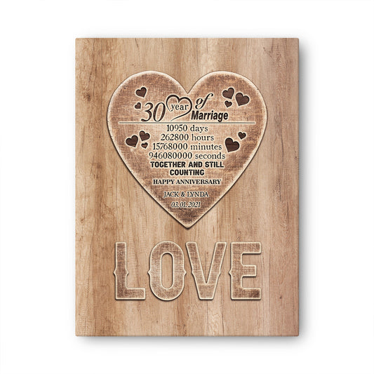 30 Years Wedding Anniversary Love Anniversary Personalized Canvas