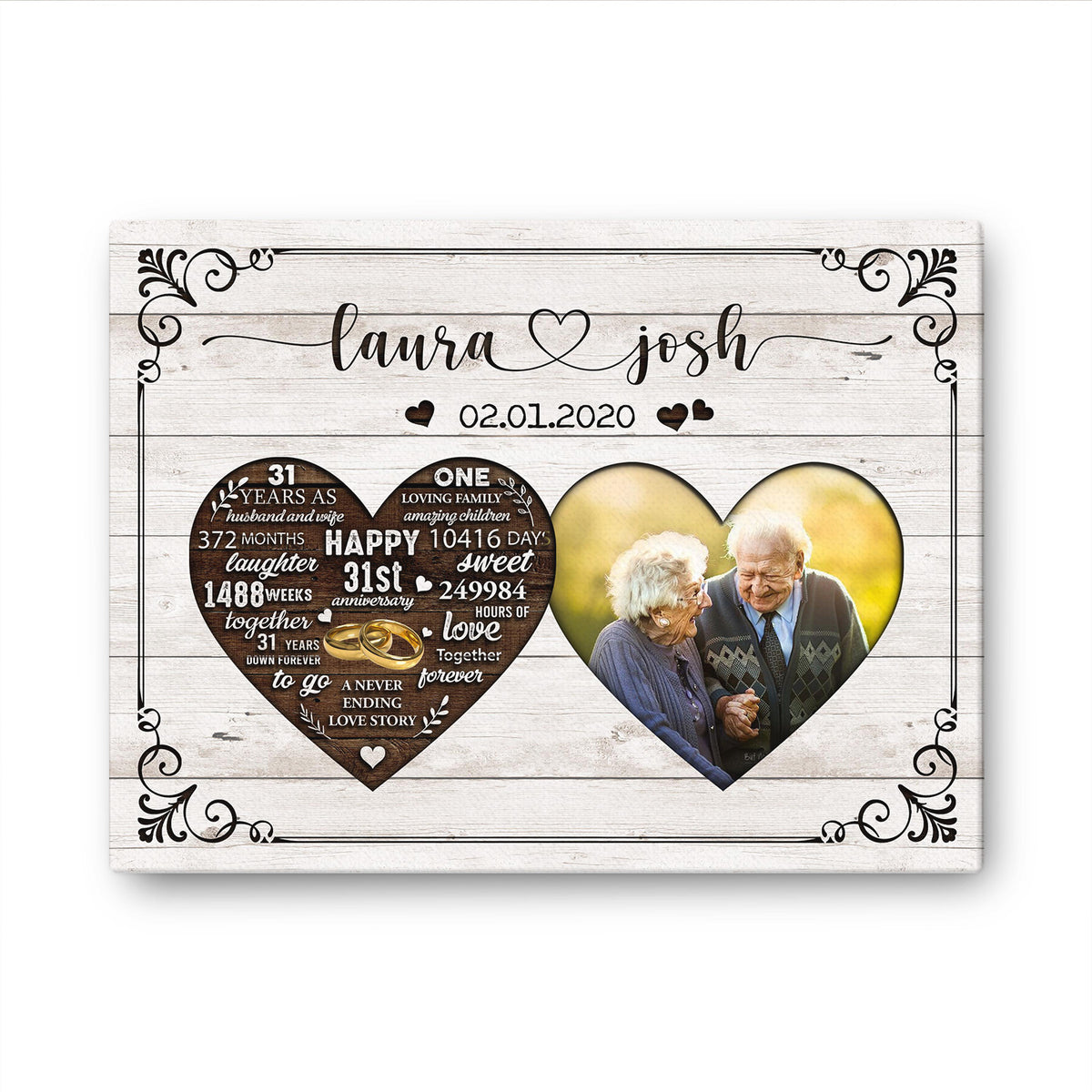 Happy 31st Anniversary As Husband And Wife Anniversary Canvas