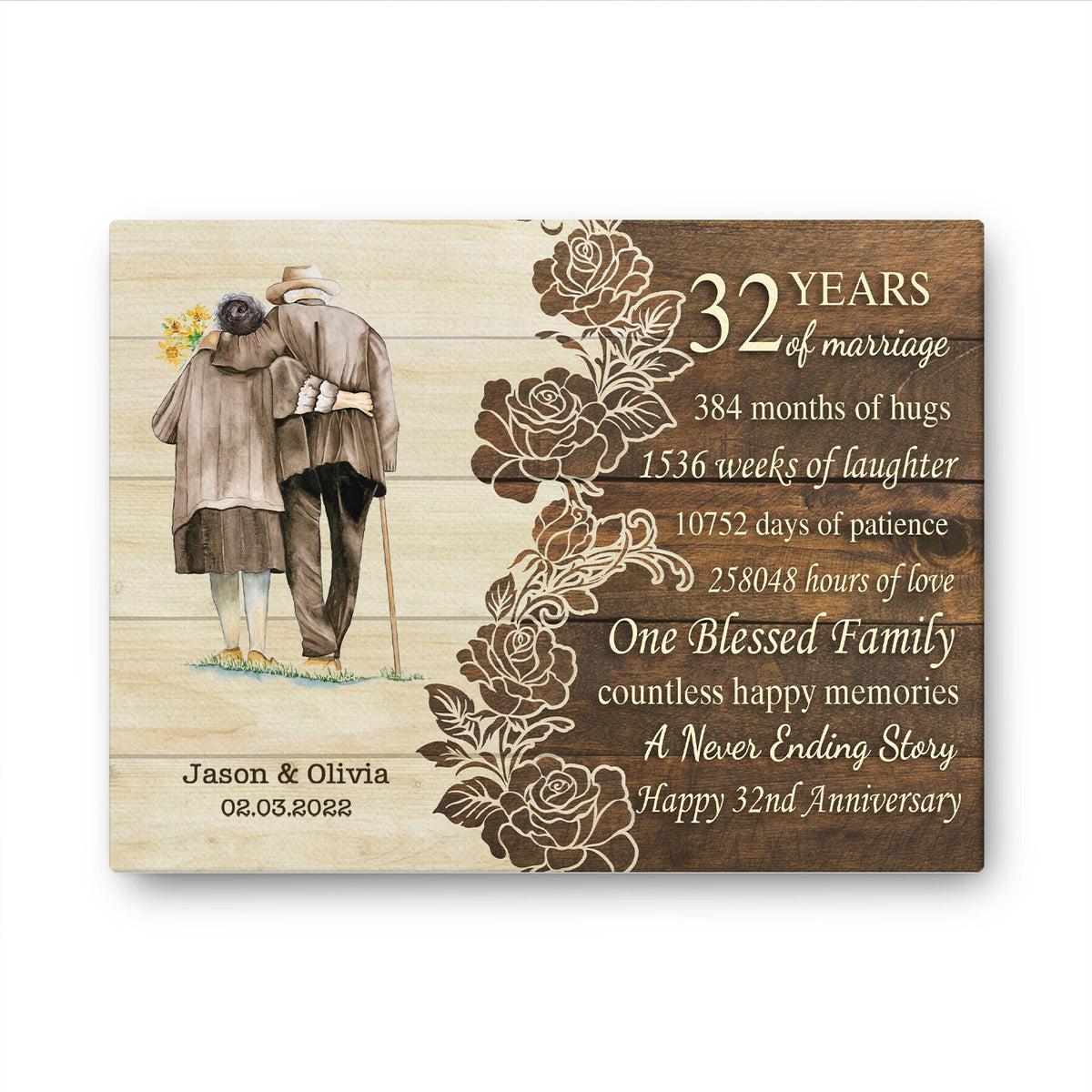 Happy 32nd Anniversary 32 Years Of Marriage Personalizedwitch Canvas