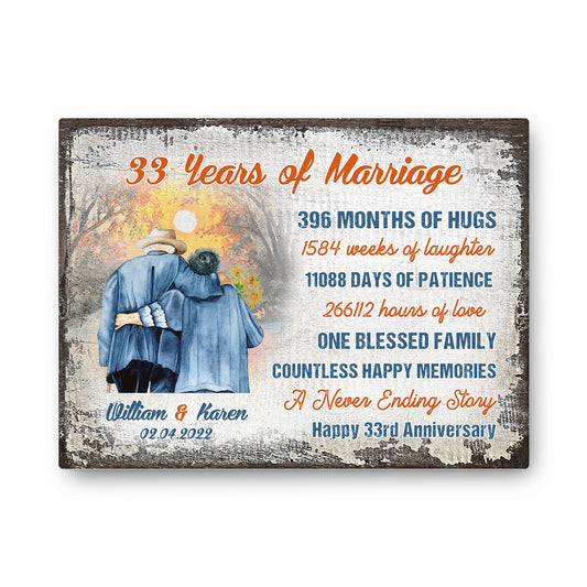 33 Years Of Marriage Happy 33rd Anniversary Personalizedwitch Canvas
