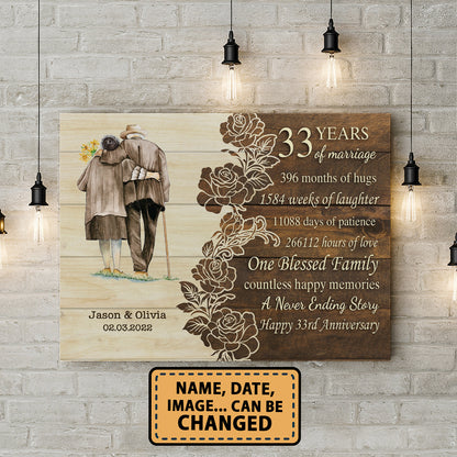 Happy 33rd Anniversary 33 Years Of Marriage Personalizedwitch Canvas