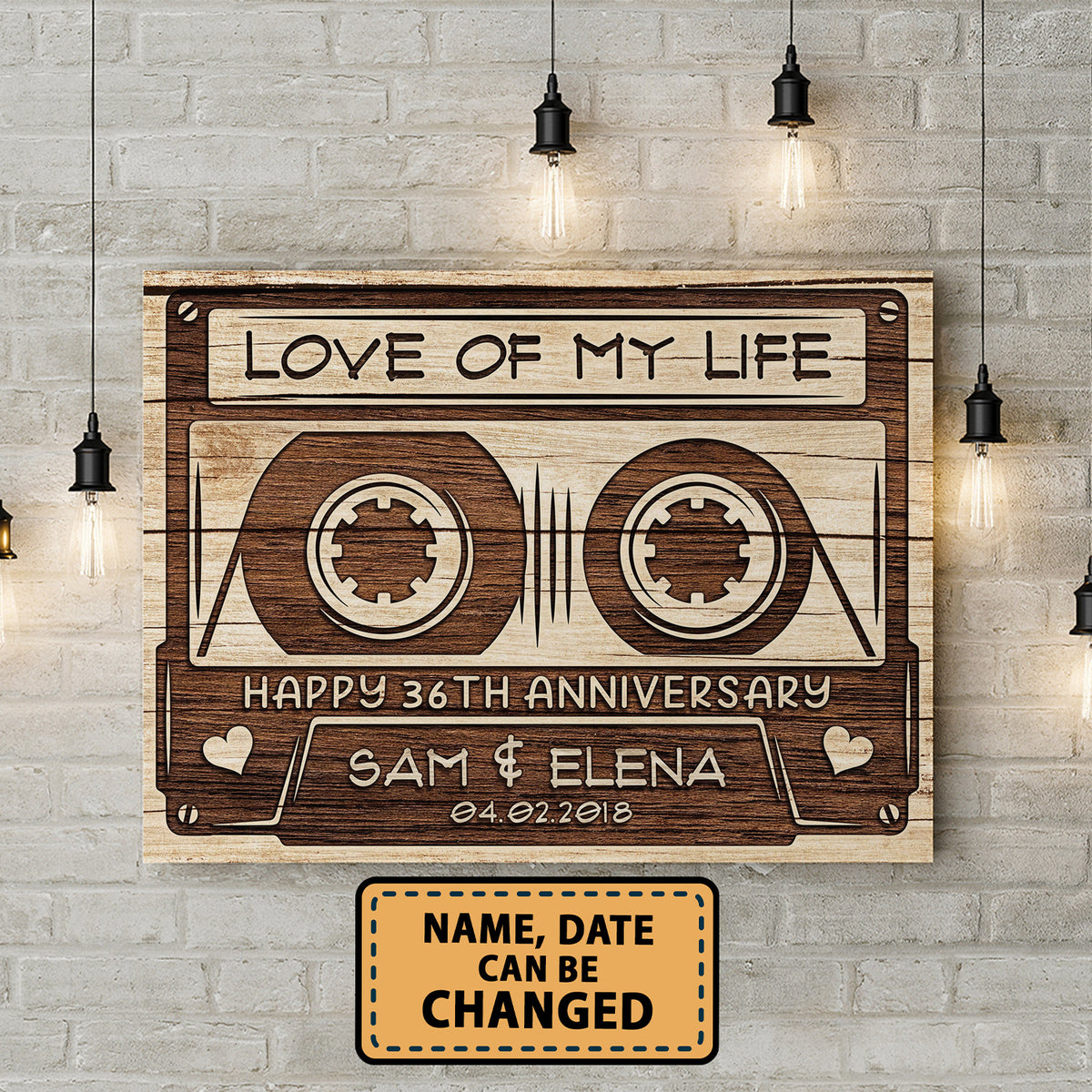 Happy 36th Anniversary Audio Cassette Anniversary Canvas