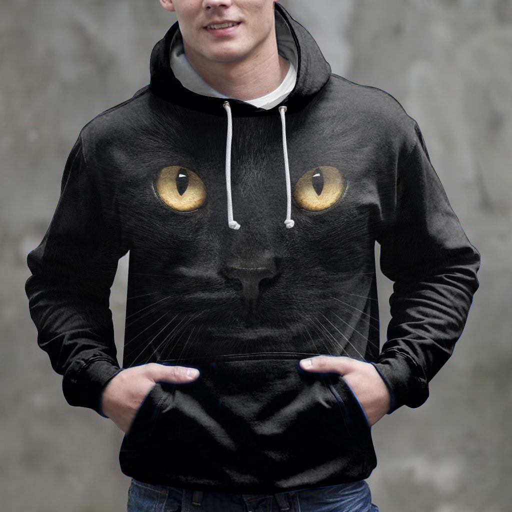 3D Black Cat - All Over Print Unisex Hoodie
