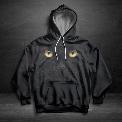 3D Black Cat - All Over Print Unisex Hoodie