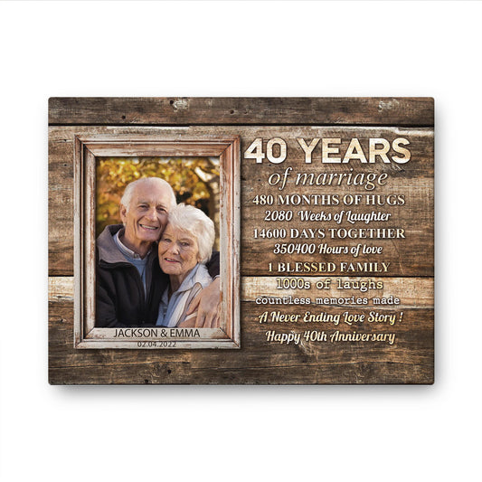 40 Years Of Marriage Custom Image Anniversary Canvas Valentine Gifts
