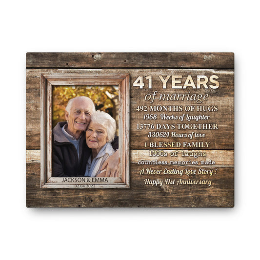 41 Years Of Marriage Custom Image Anniversary Canvas