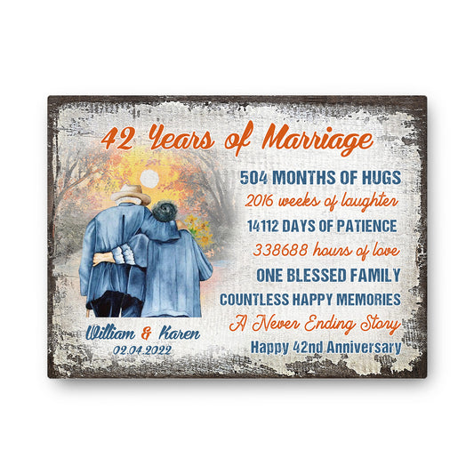 42 Years Of Marriage Happy 42nd Anniversary Personalizedwitch Canvas
