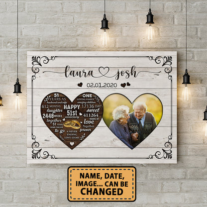 Happy 51st Anniversary As Husband And Wife Anniversary Canvas