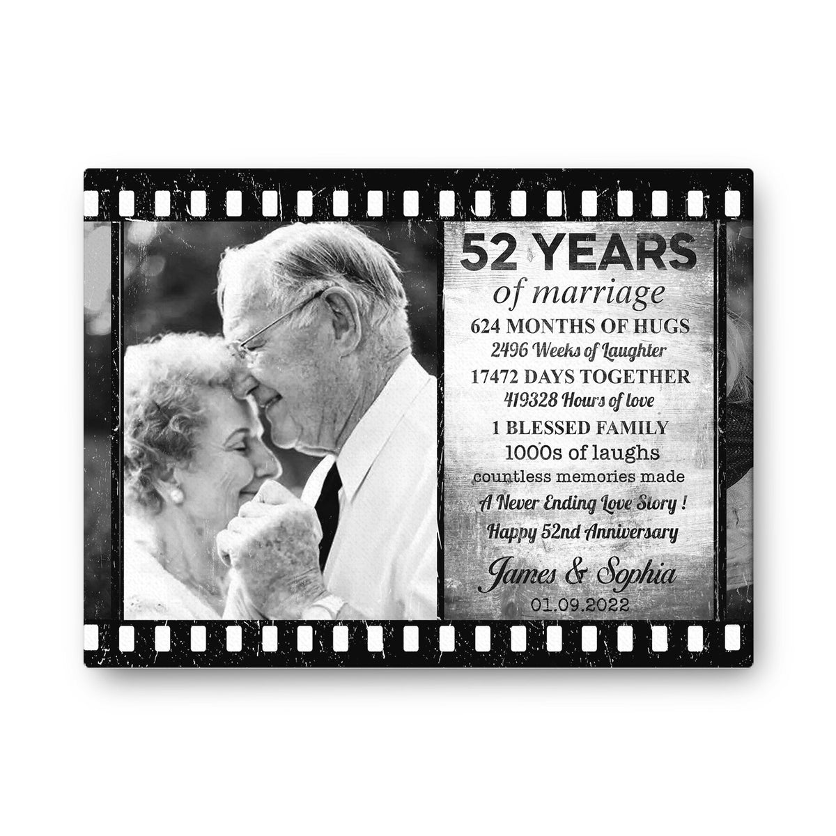 52 Years Of Marriage Film Custom Image Anniversary Canvas