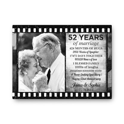52 Years Of Marriage Film Custom Image Anniversary Canvas