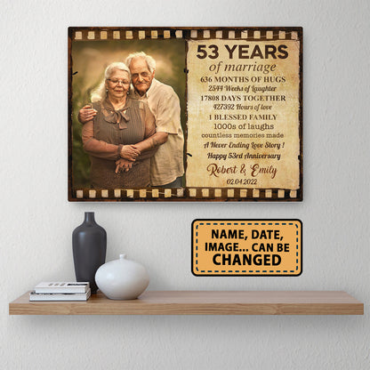 Happy 53rd Anniversary 53 Years Of Marriage Film Anniversary Canvas