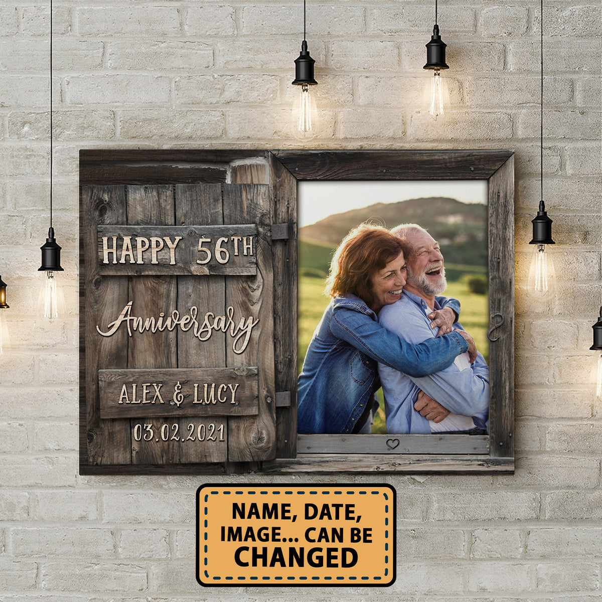 Our 56th Anniversary Window Custom Image Anniversary Canvas