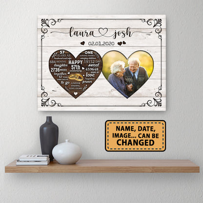 Happy 57th Anniversary As Husband And Wife Anniversary Canvas