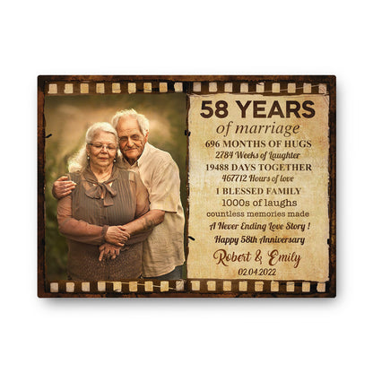 Happy 58th Anniversary 58 Years Of Marriage Film Anniversary Canvas